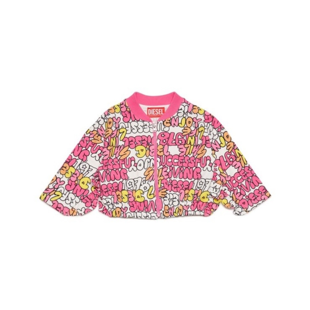 Diesel kids bubble-text-zip-up sweatshirt